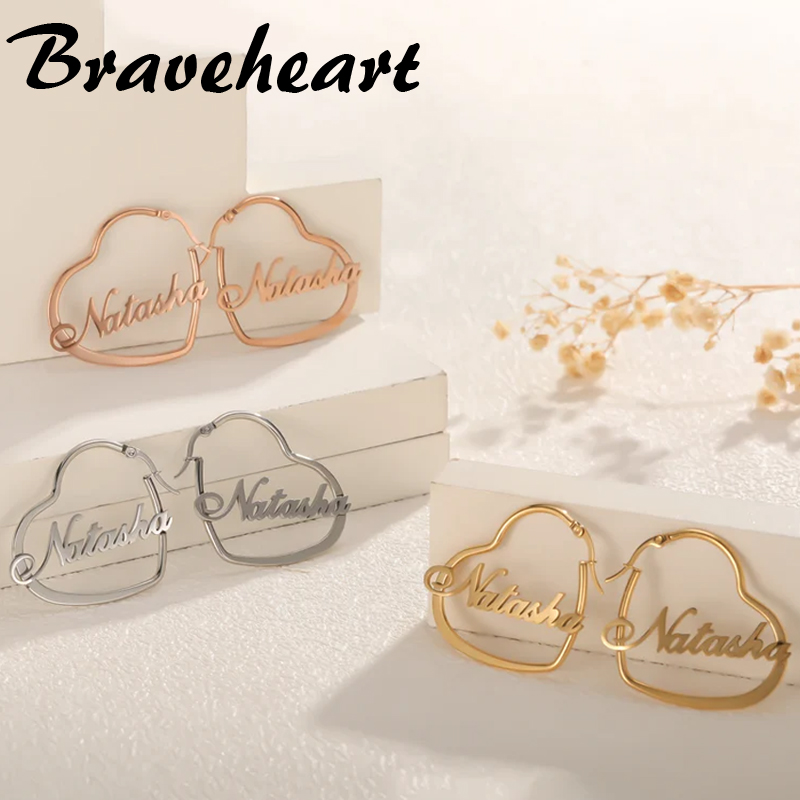 Women Accessories Name - Персонализированные 50 мм серьги-кольца в форме
