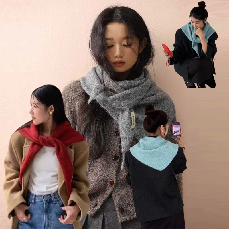Women'S Korean Accessories - Корейская шерстяная вязаная треугольная шаль, зимняя