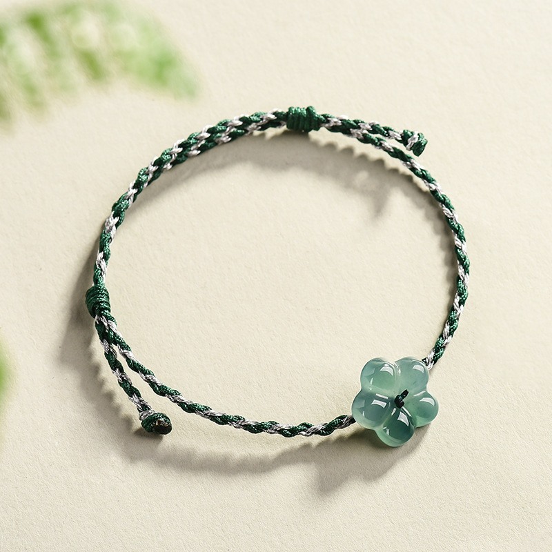 Women Accessories Gift - Браслет из бирманского жадеита с цветочным