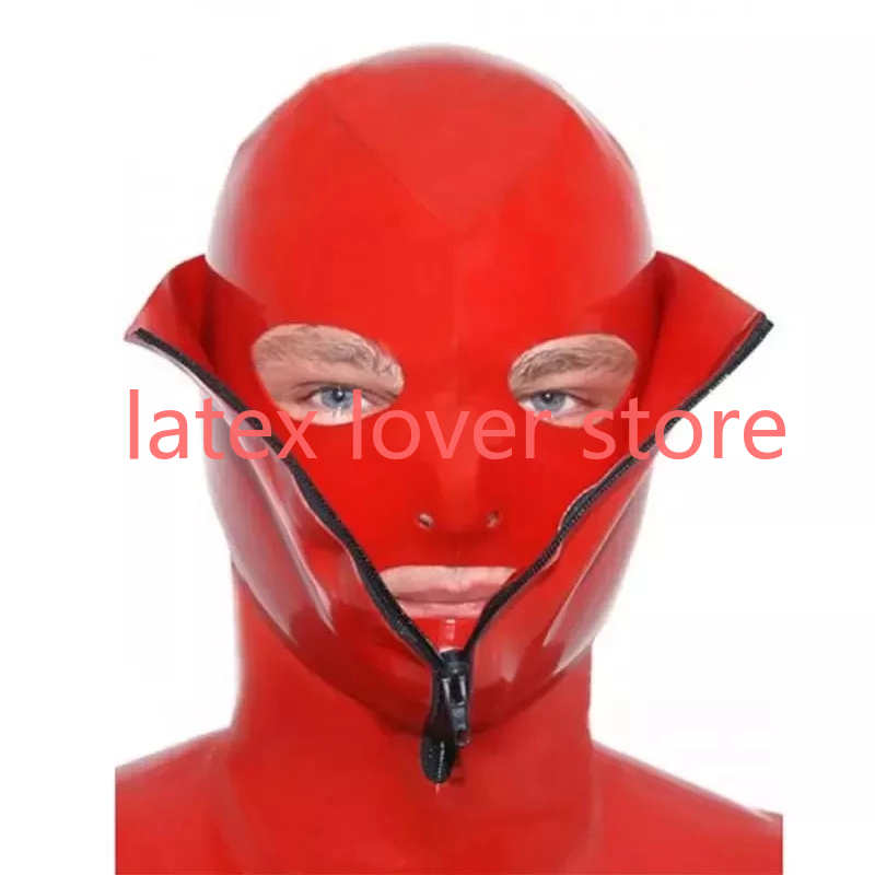 Women'S Red Accessories - Сексуальная красная латексная маска, резиновые капюшоны,